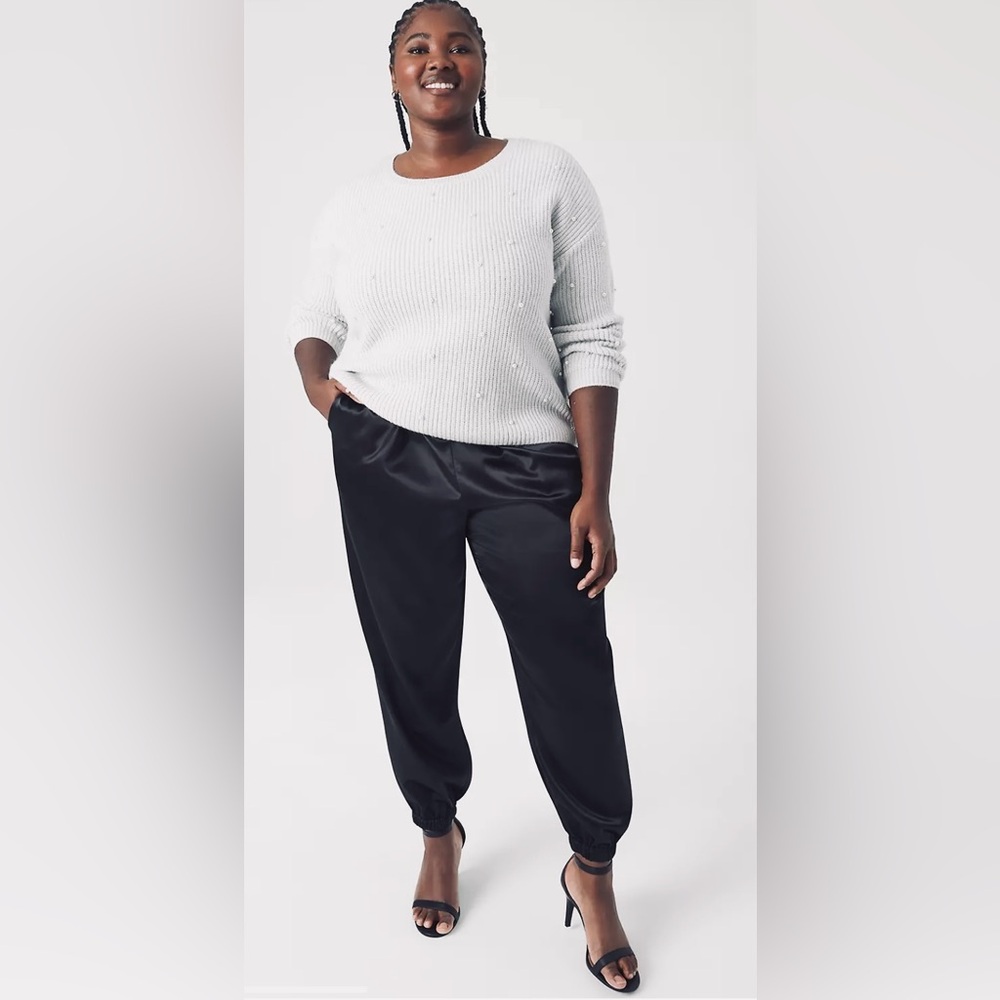 Lane Bryant Satin Black Jogger Pants - 18
